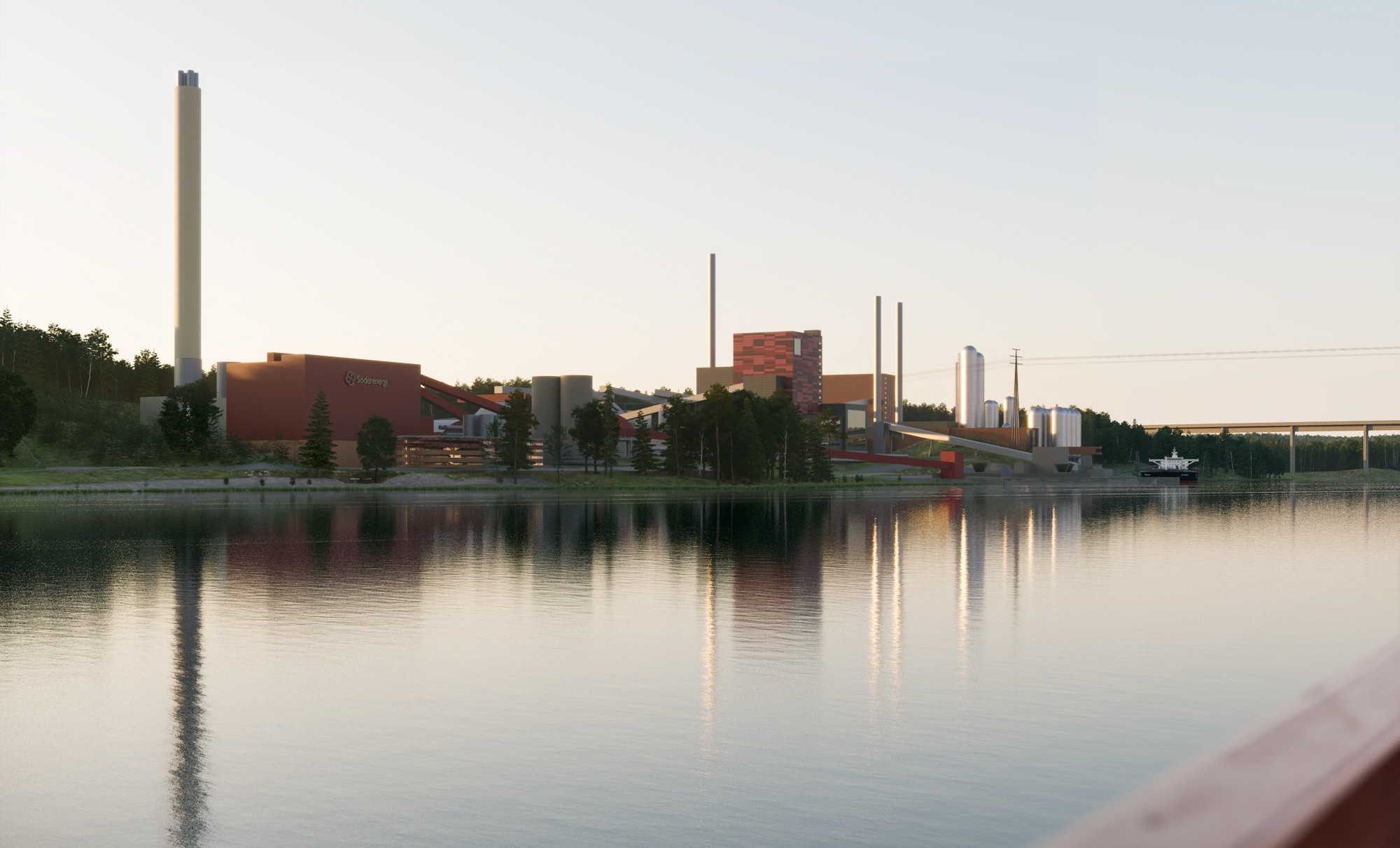 Bio-CCS_Söderenergi_Igelstaverket_Illustration av Liljewall arkitekter En illustration av Igelstaverket och den nya bio-CCS-anläggningen. Liljewall arkitekter